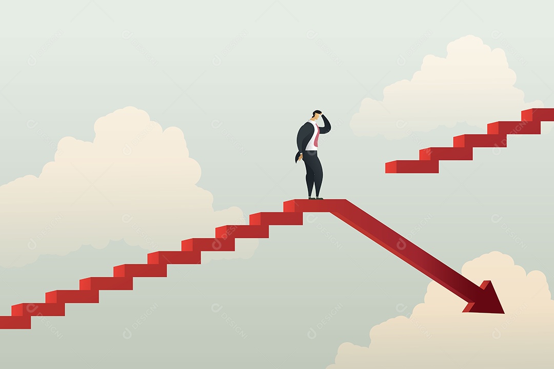 Empresário Que Não Pode Continuar Com Desenvolvimento de Perdas e Pro Vetor EPS