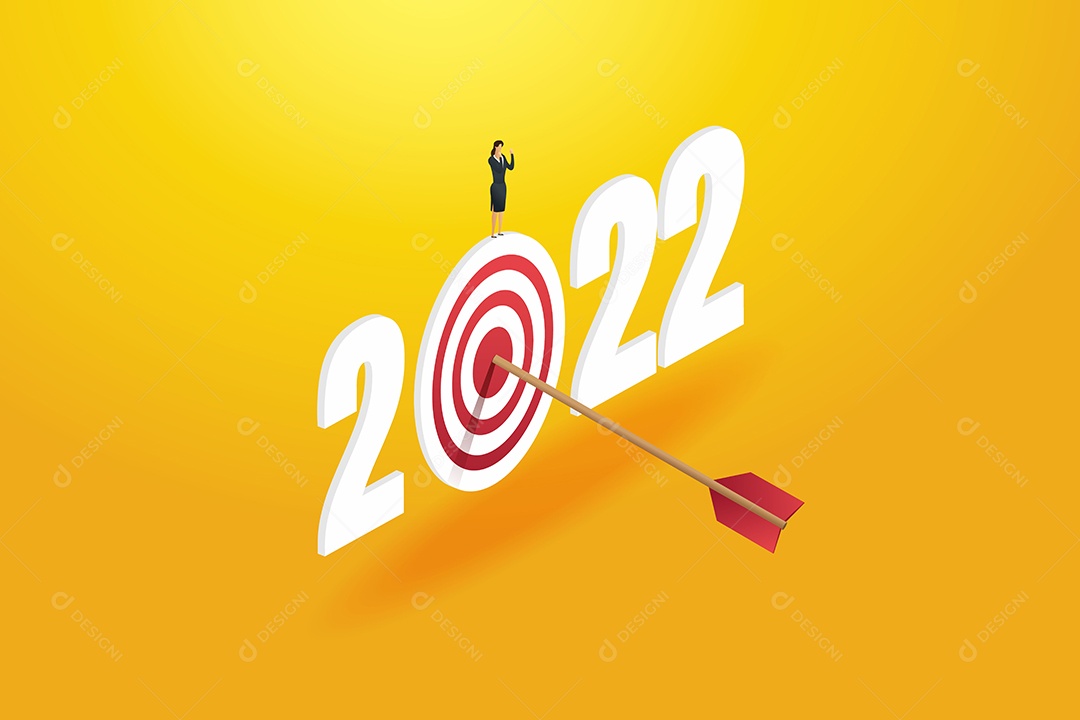 A Empresária bem-sucedida alcançou as metas para 2022 Ilustração Vetor EPS