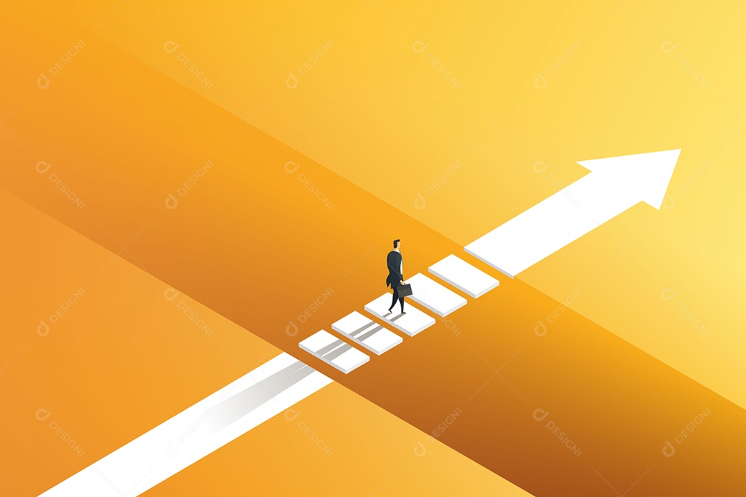 Oportunidade para os empresários atravessarem a lacuna do outro lado através de desafios Ilustração Vetor EPS