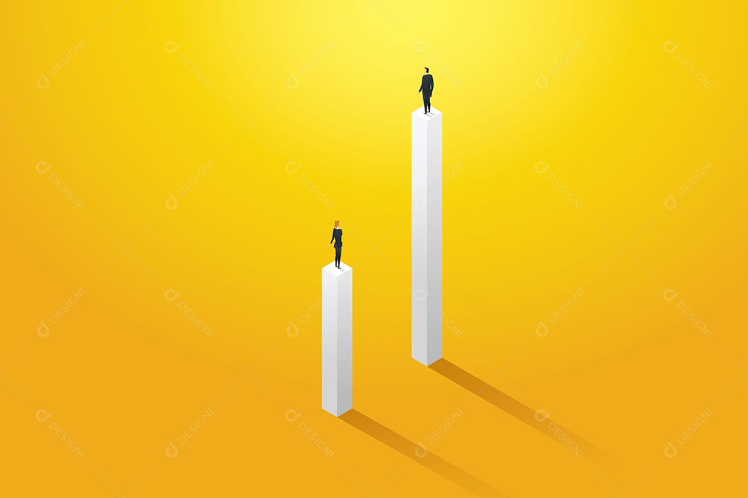 Oportunidades de carreira desiguais de negócios diferentes entre homens e mulheres Ilustração Vetor EPS