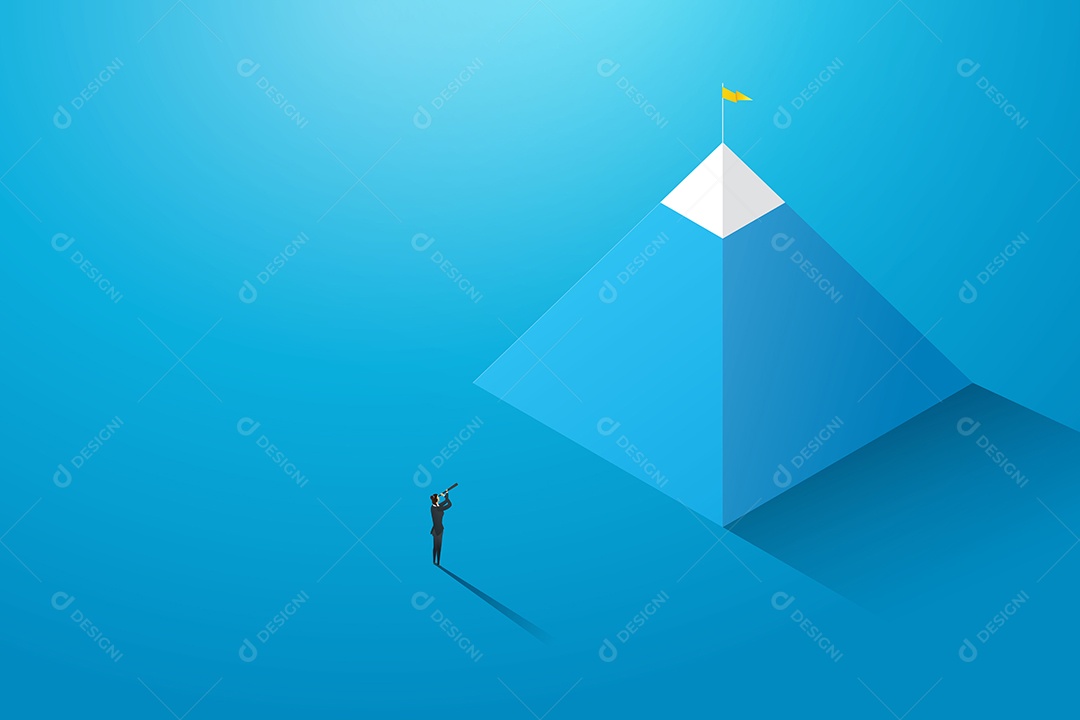 Empresária olha para o alvo na encosta com binóculos Ilustração Vetor EPS