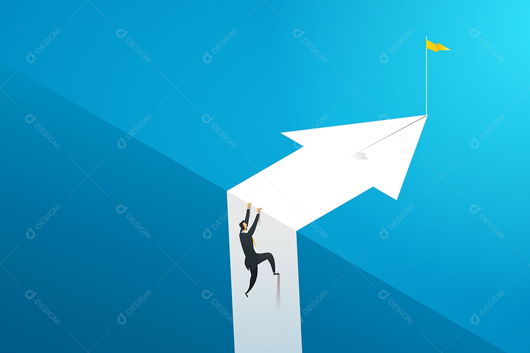 Empresário escalando um penhasco para alcançar seu objetivo Ilustração Vetor EPS