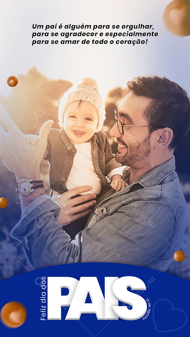Social Media Story Feliz Dia Dos Pais 13 Agosto PSD Editável