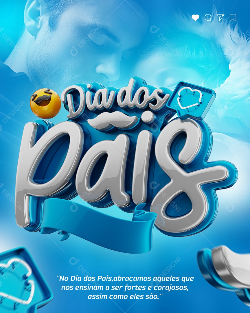 Selo 3D Dia Dos Pais Para Composição PSD