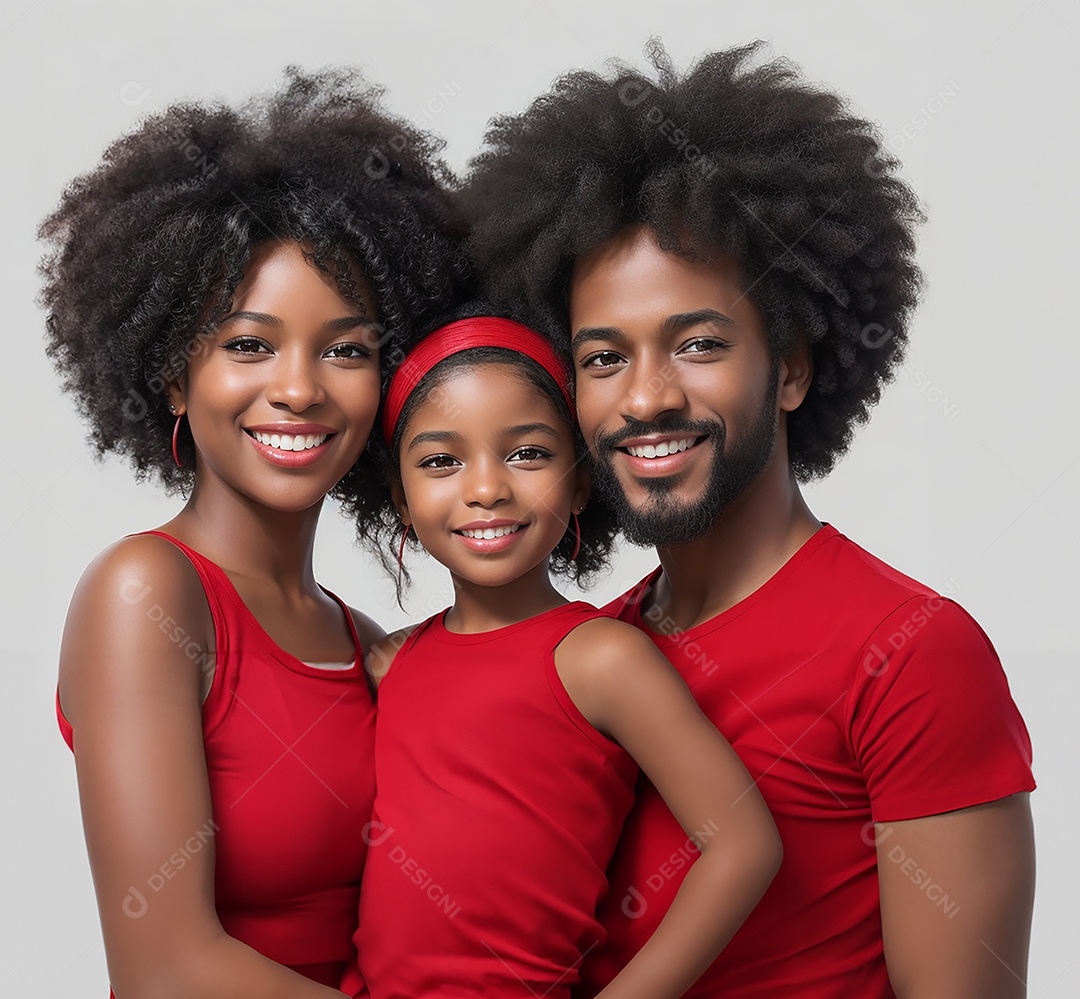 Linda família negra sorridente