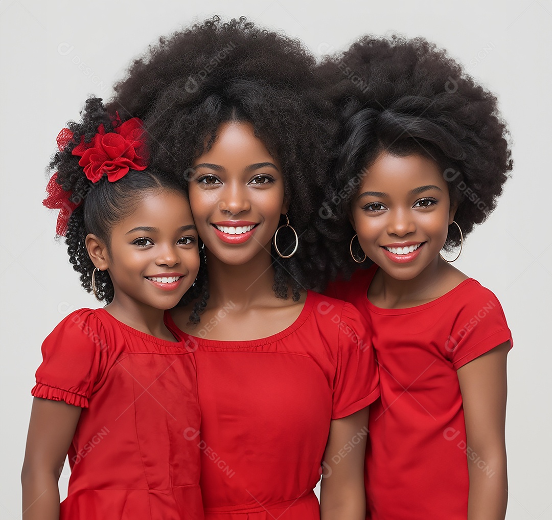 Linda família negra sorridente