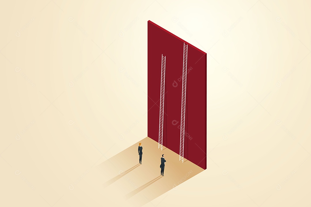 Oportunidades de negócios desiguais entre empresário e empresária em oportunidades Ilustração Vetor EPS