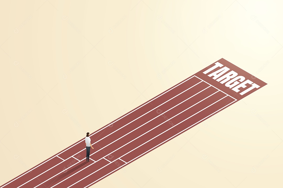 A empresária está no início olhando para o alvo de negócios Ilustração Vetor EPS