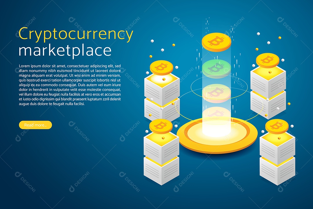 Conceito de tecnologia blockchain Bitcoin Ilustração Vetor EPS