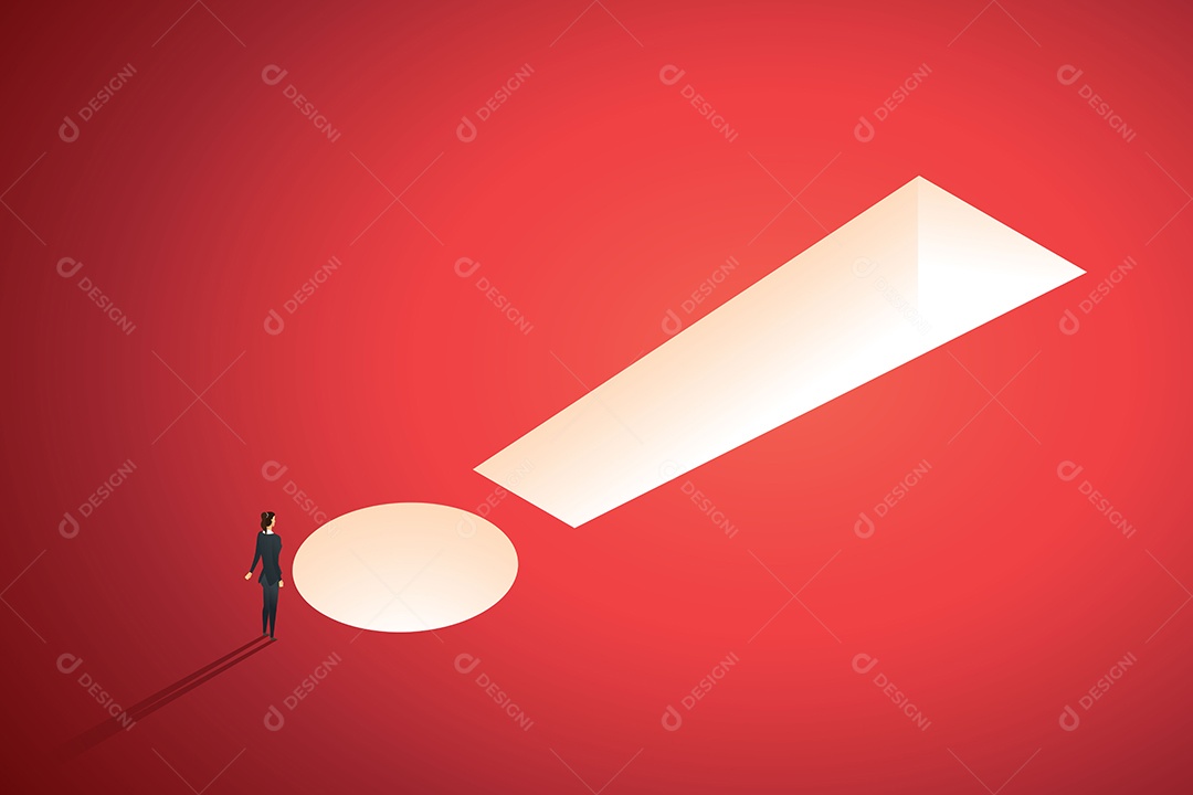 Empresárias enfrentam ponto de exclamação Advertindo sobre os perigos de investir ou riscos de negócios Ilustração Vetor EPS