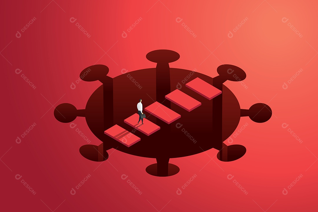 Empresários superam germes passando por COVID-19 Ilustração Vetor EPS