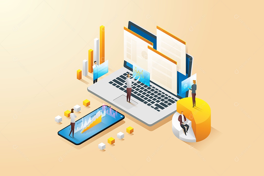 Análise estatística e diagrama Data Analytics para sites e sites móveis por grupo masculino e feminino Ilustração Vetor EPS