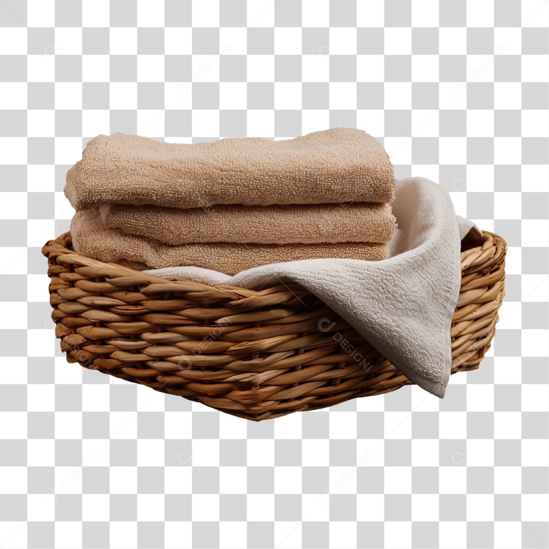 Cesta com Toalhas PNG Transparente