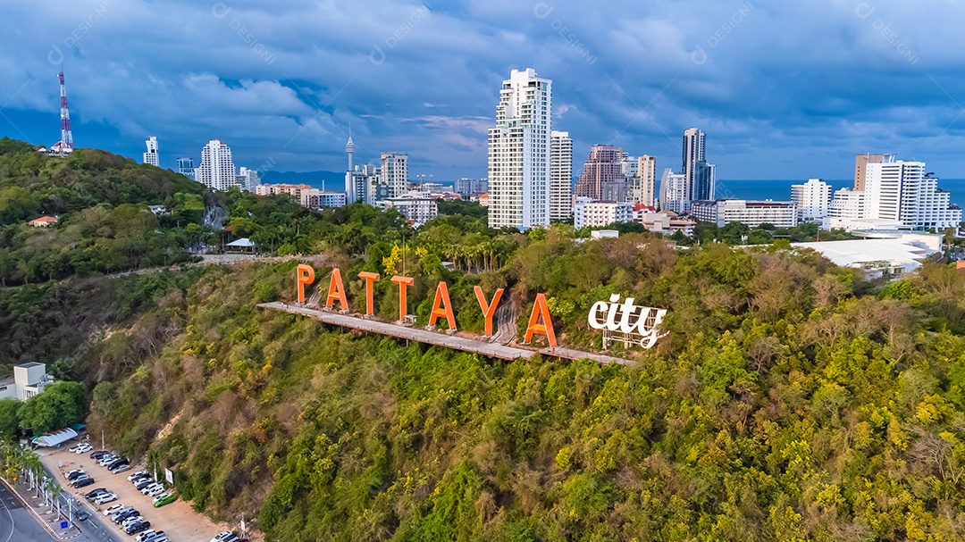 Letras grandes PATTAYA vista aérea de pattaya tailândia