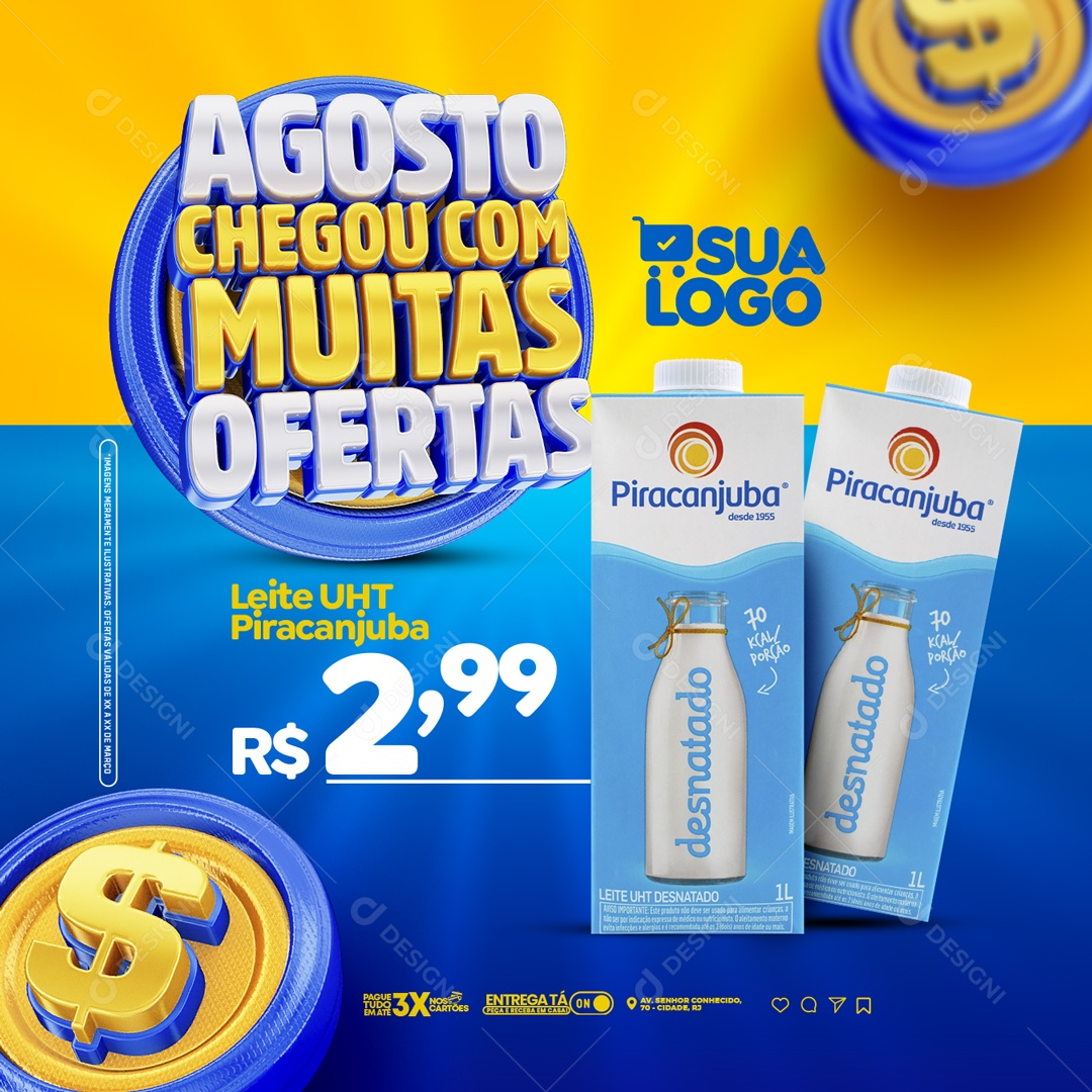 Selo 3D Agosto Chegou Com Muitas Ofertas Para Composição PSD