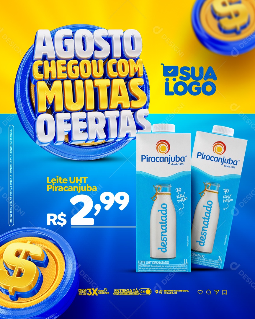 Selo 3D Agosto Chegou Com Muitas Ofertas Para Composição PSD