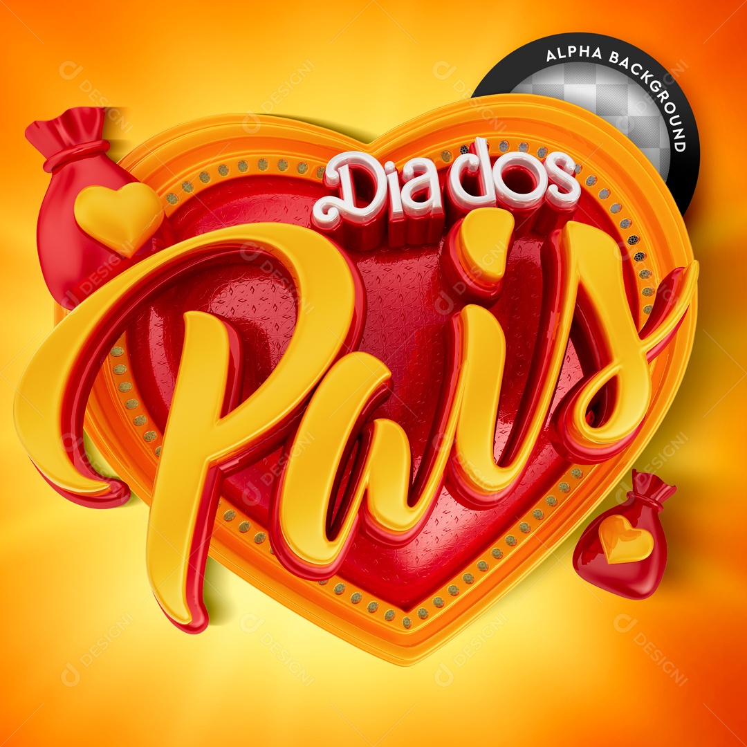 Selo 3D Dia dos Pais Para Composiçãp PSD
