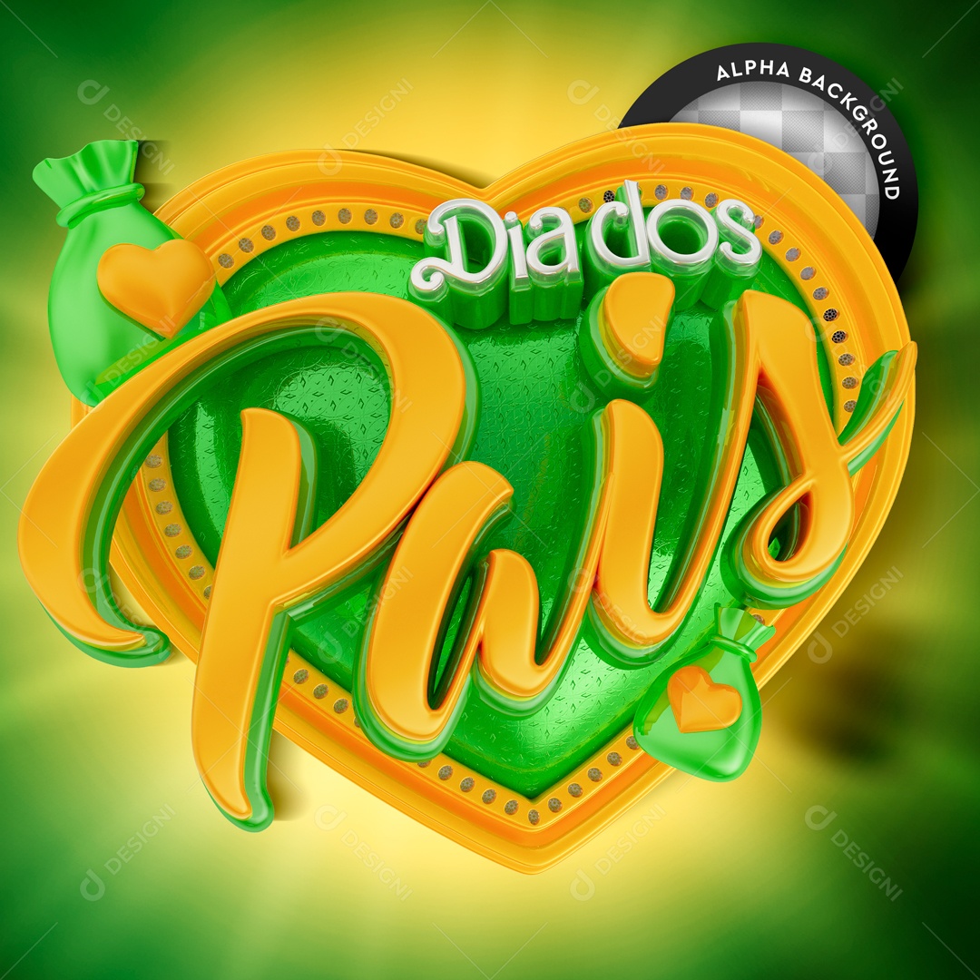 Selo 3D Dia dos Pais Para Composição PSD