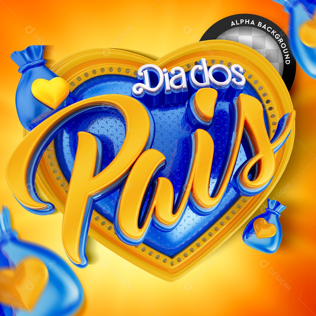 Selo 3D Dia dos Pais Para Composiçãp PSD