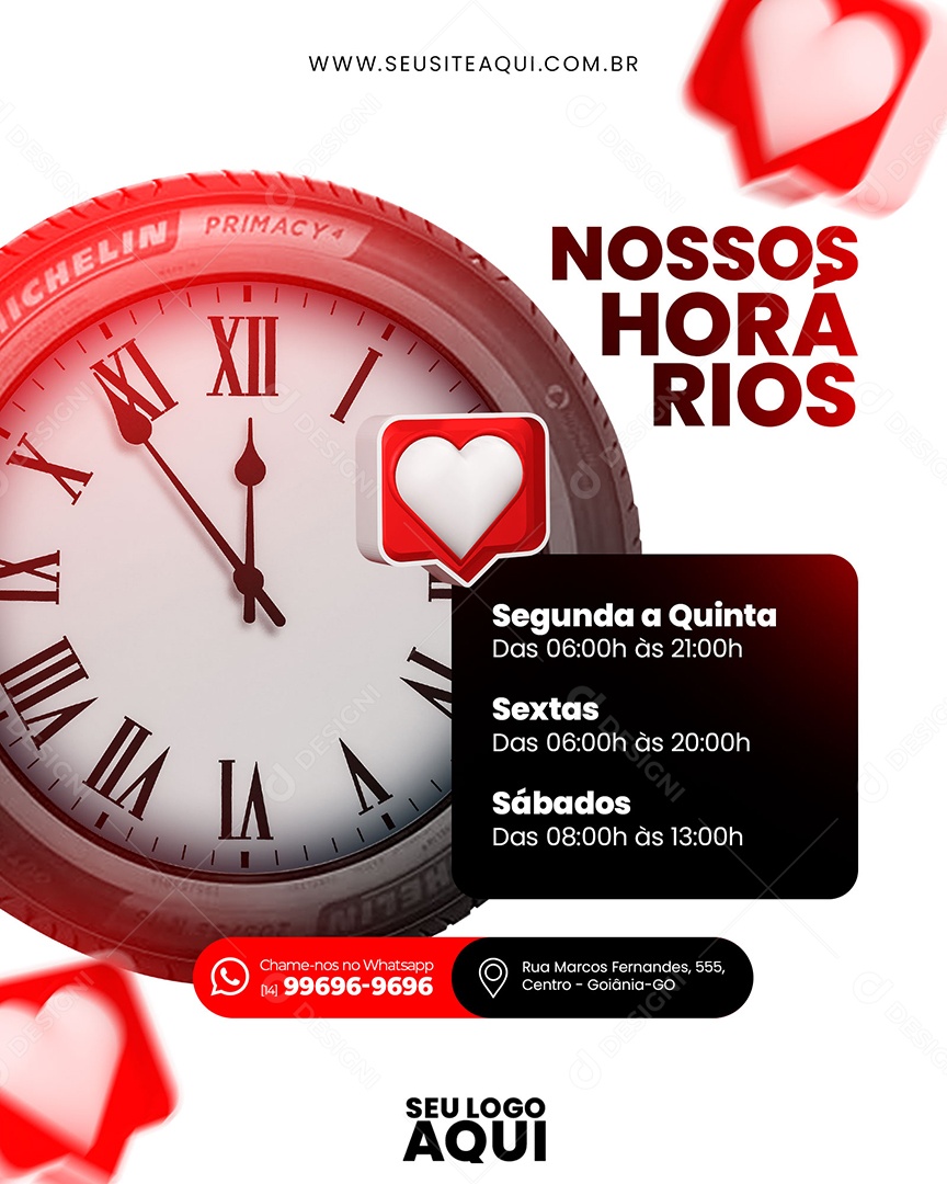 Social Media Nossos Horários Semanais PSD Editável