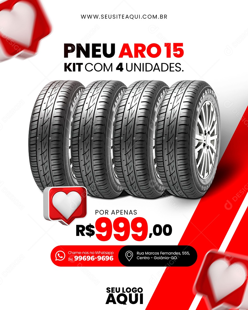 Social Media Pneu Aro 15 Concessionária PSD Editável