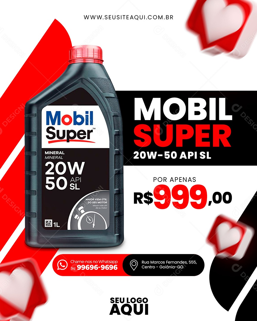 Mobil Super Óleo Social Media PSD Editável