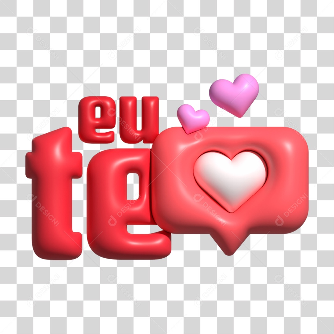 Selo 3D Eu te Amo PNG Transparente