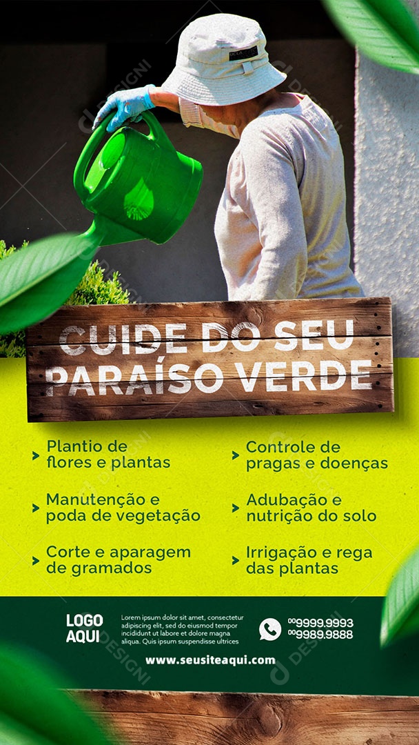 Story Jardinagem Cuide do Seu Paraíso Verde Social Media PSD Editável