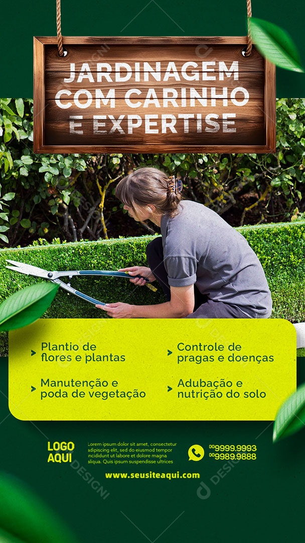 Story Jardinagem Com Carinho e Expertise Social Media PSD Editável