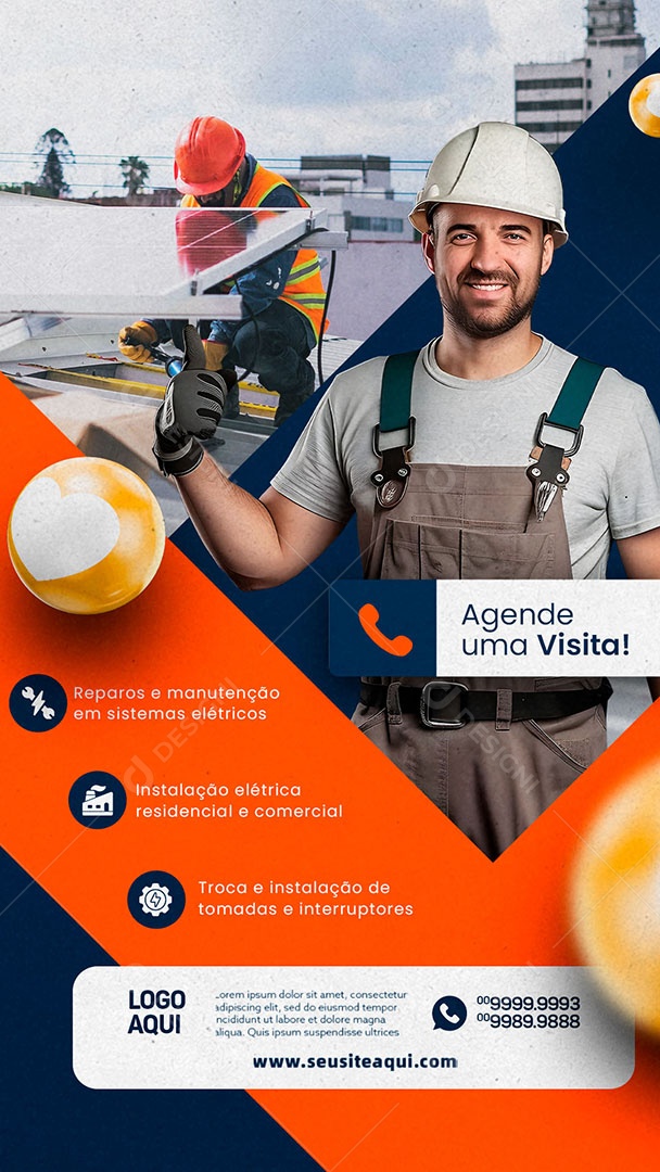 Story Eletricista Agende Uma Visita Social Media PSD Editável