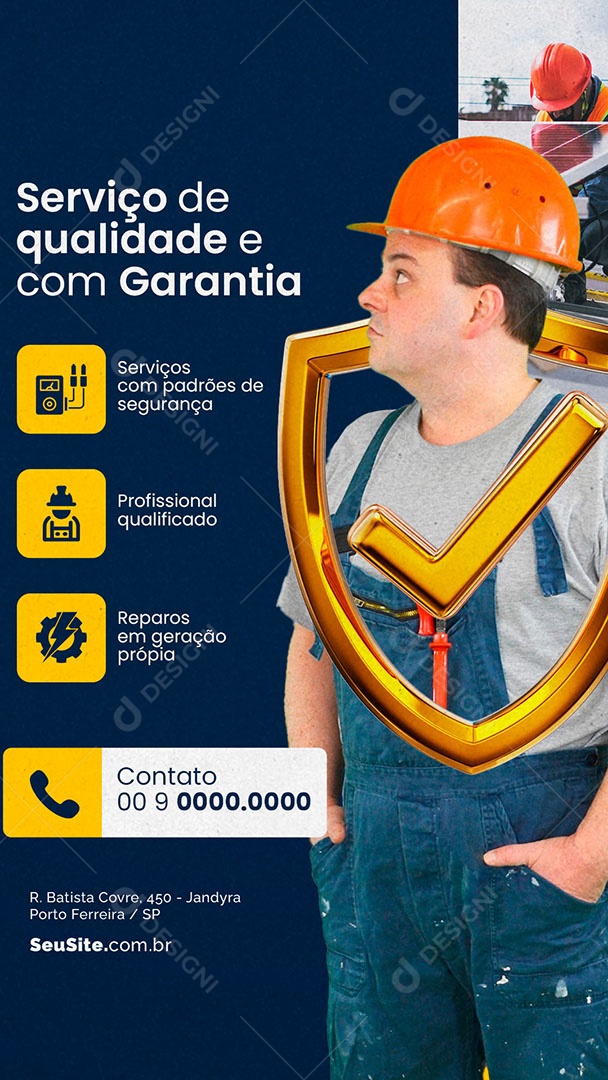 Story Eletricista Serviço de Qualidade e Com Garantia Social Media PSD Editável