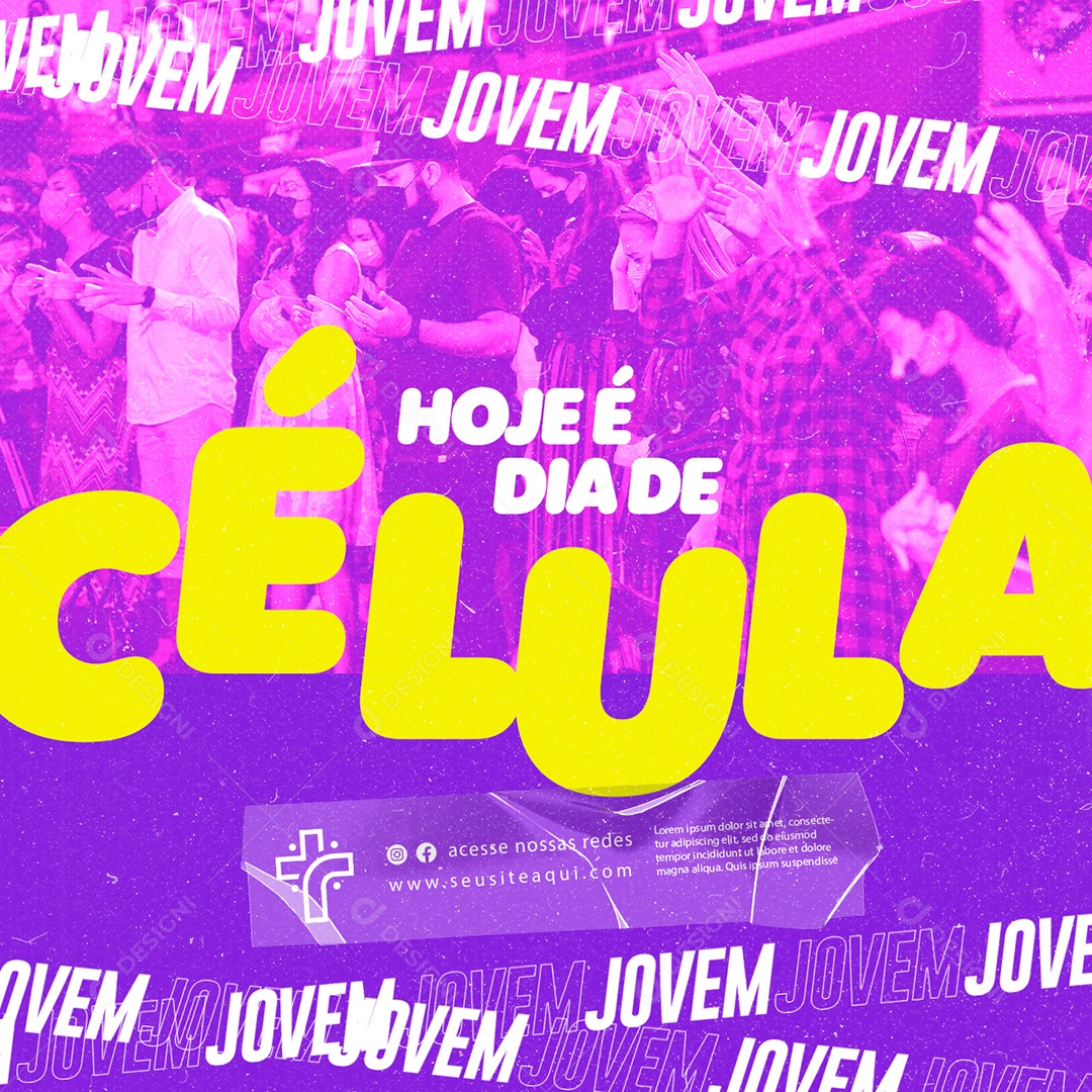 Gospel Hoje é Dia de Célula Jovem Social Media PSD Editável