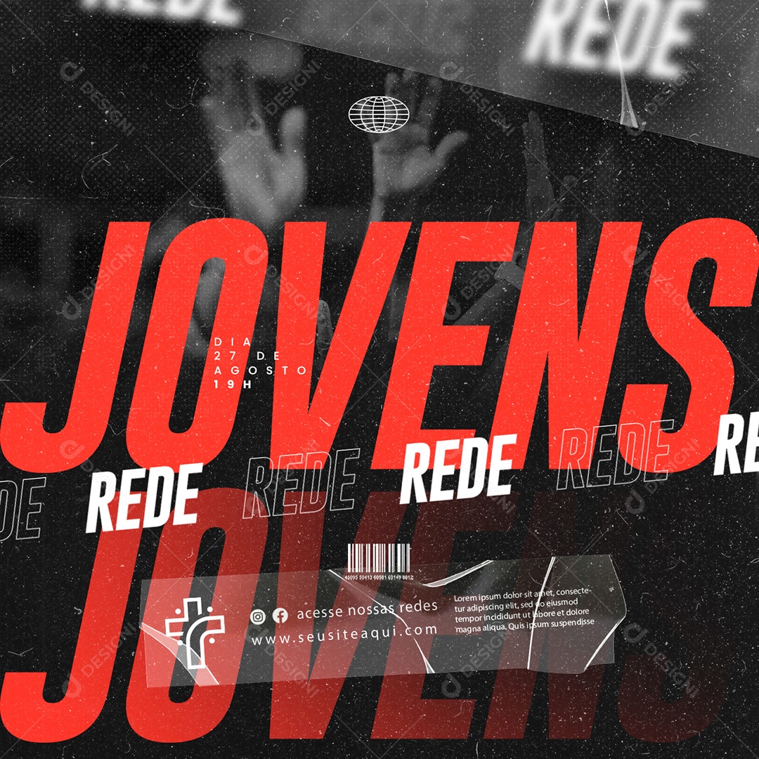 Gospel Rede Jovens Culto Social Media PSD Editável