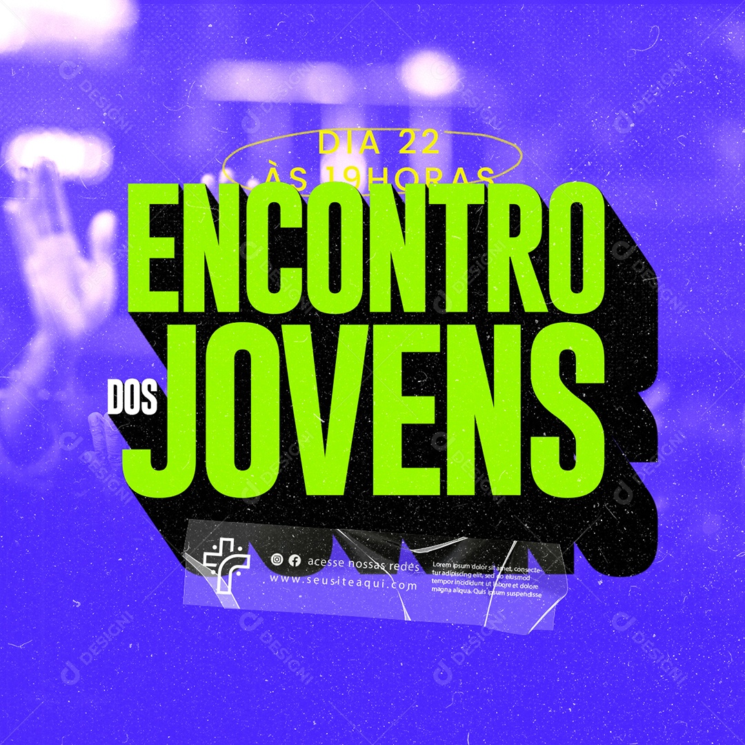 Gospel Jovem Culto Encontro dos Jovens Social Media PSD Editável