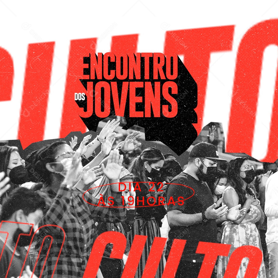 Gospel Jovem Culto Encontro dos Jovens Social Media PSD Editável