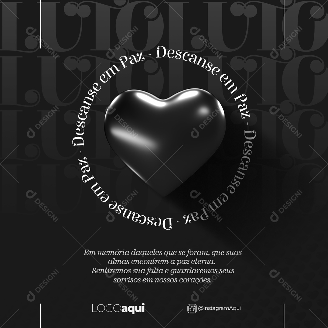 Social Media Descanse Em Paz Luto Sentiremos Sua Falta PSD Editável