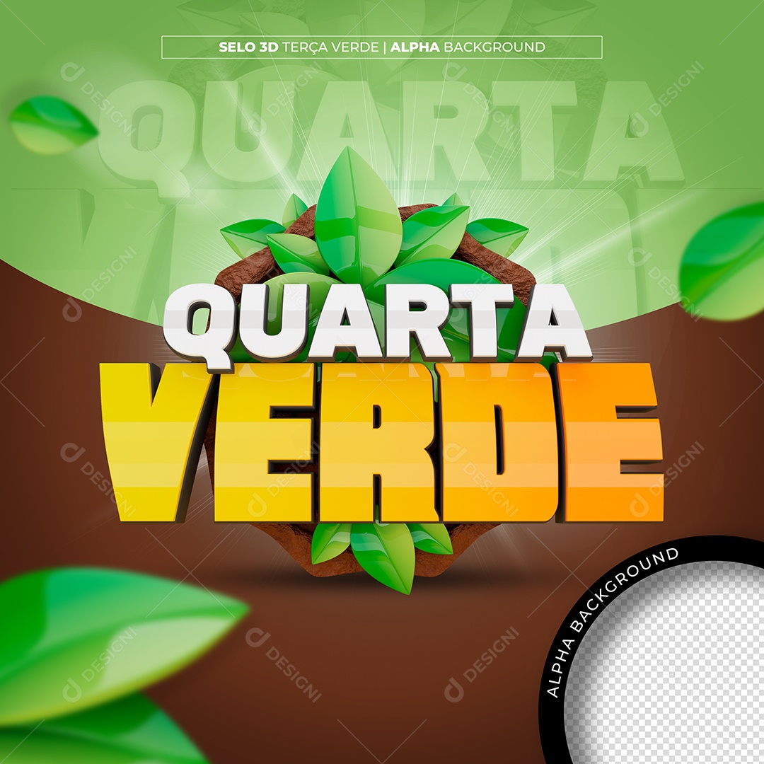 Selo 3d Quarta Verde Para Composição PSD