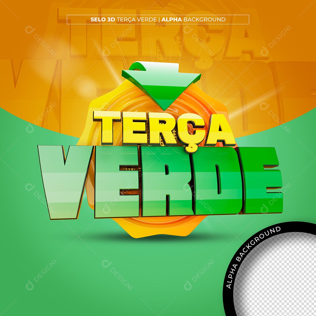 Selo 3D Terça Verde Para Composição PSD
