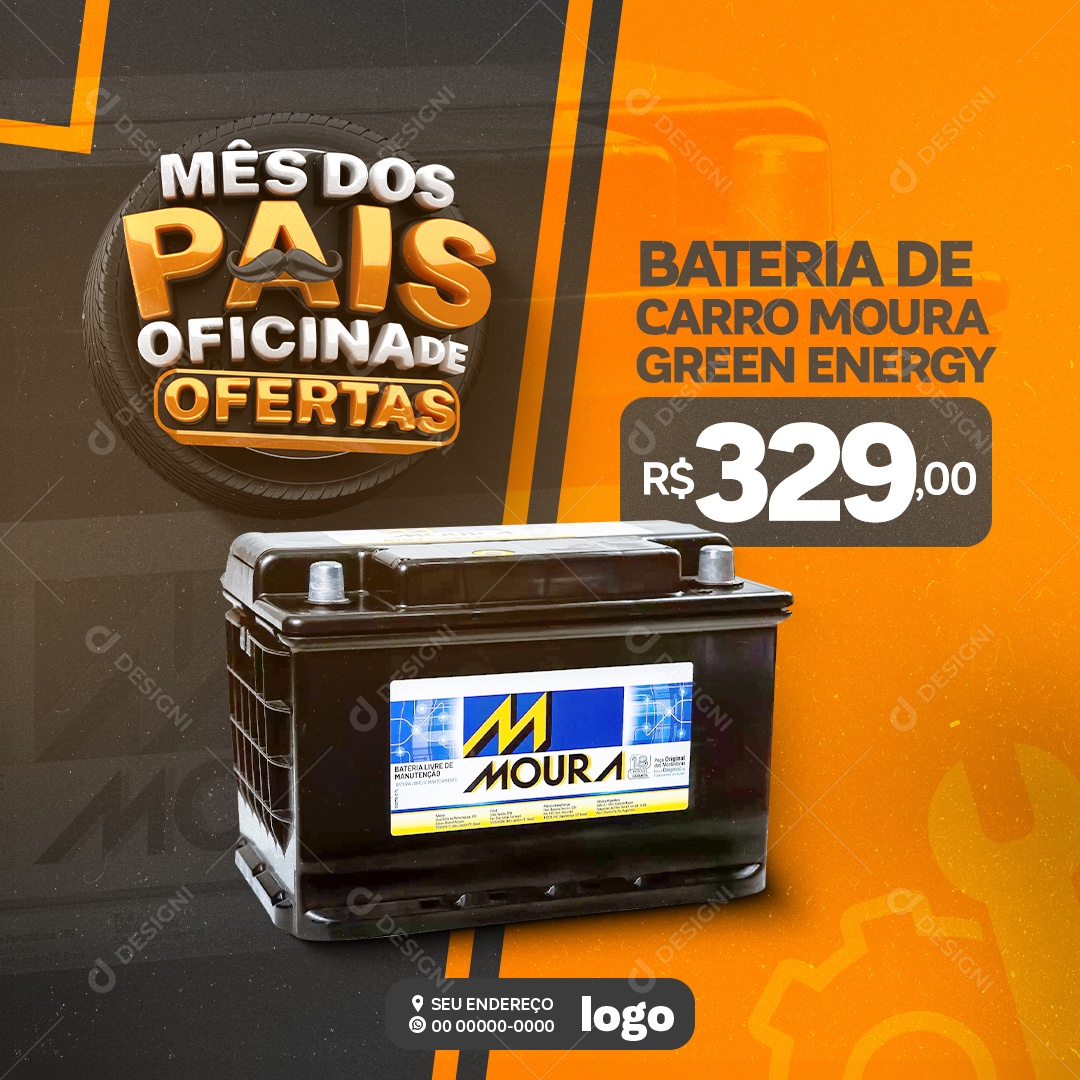Bateria de Carro Moura Green Energy Social Media PSD Editável