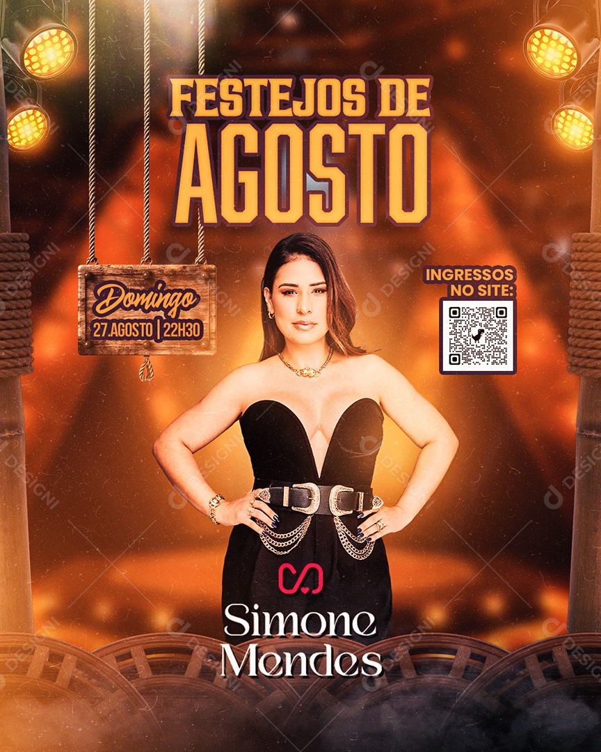 Flyer Show Festejos de Agosto Simone Mendes Social Media PSD Editável