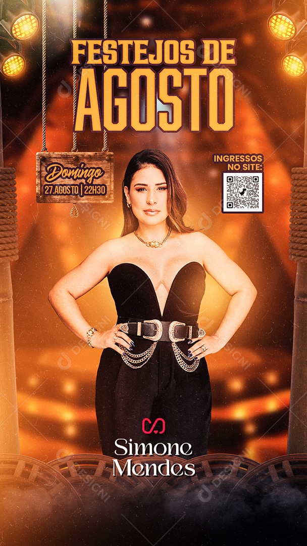 Flyer Show Festejos de Agosto Simone Mendes Story Social Media PSD Editável