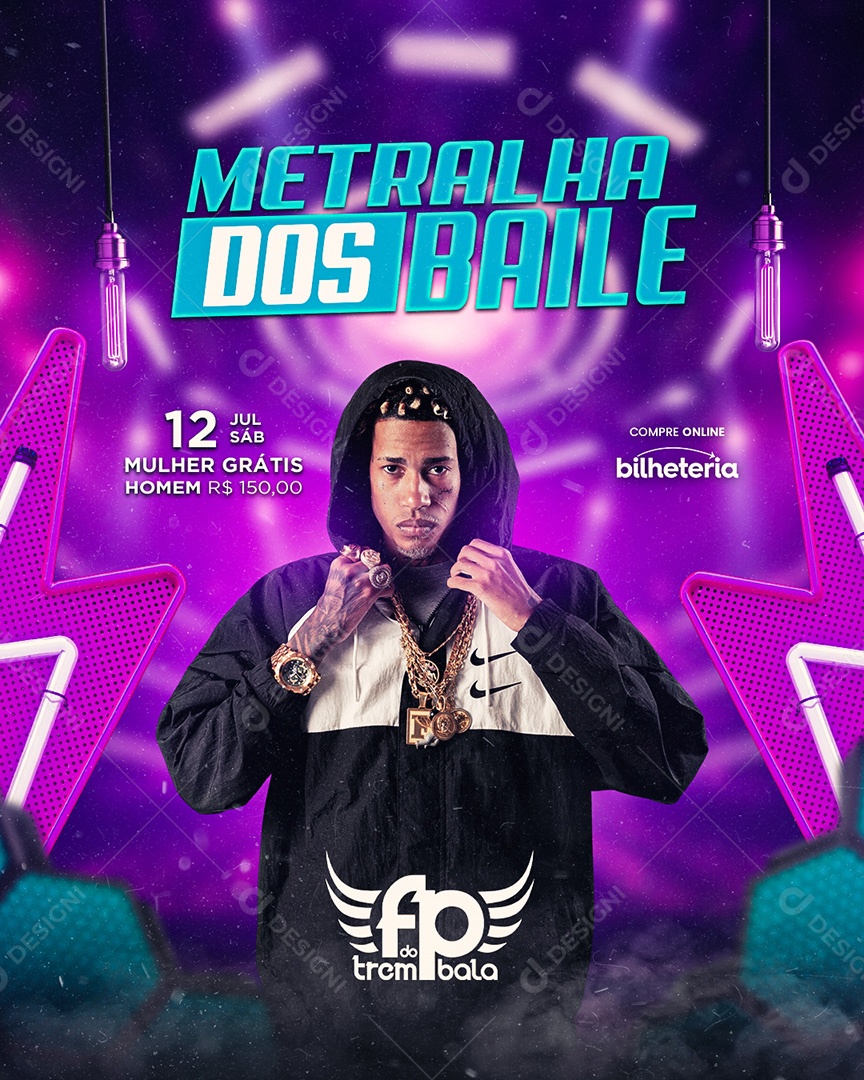 Flyer FP do Trem Bala Metralha dos Baile Social Media PSD Editável