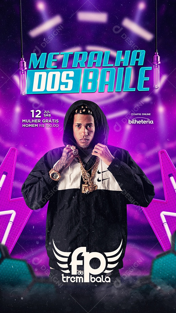 Flyer FP do Trem Bala Metralha dos Baile Story Social Media PSD Editável