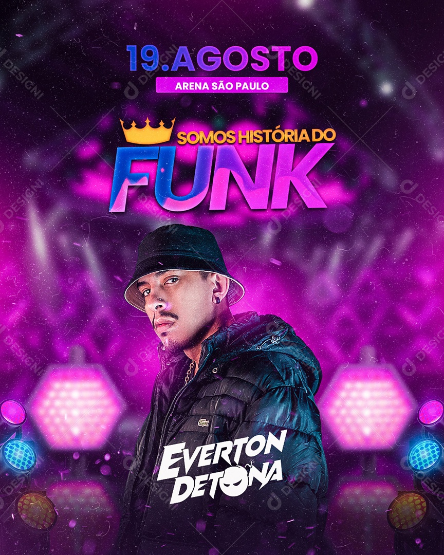 Flyer Somos História no Funk Everton Detona Social Media PSD Editável