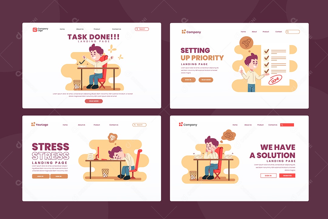 Modelos de Página da Web para Crianças Vetor EPS