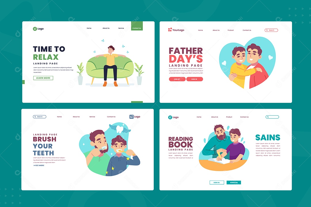 Modelos de Página da Web para Crianças Vetor EPS