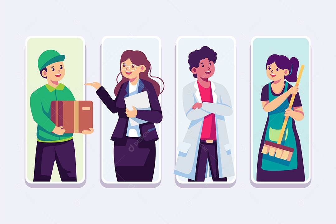 Coleção de Avatares Masculinos e Femininos Vetor EPS