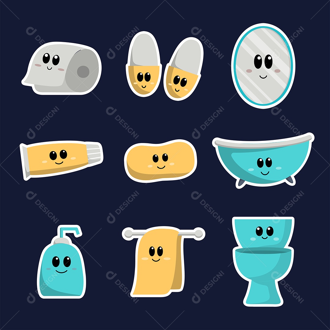 Conjuntos de Elementos de Banheiro Vetor EPS