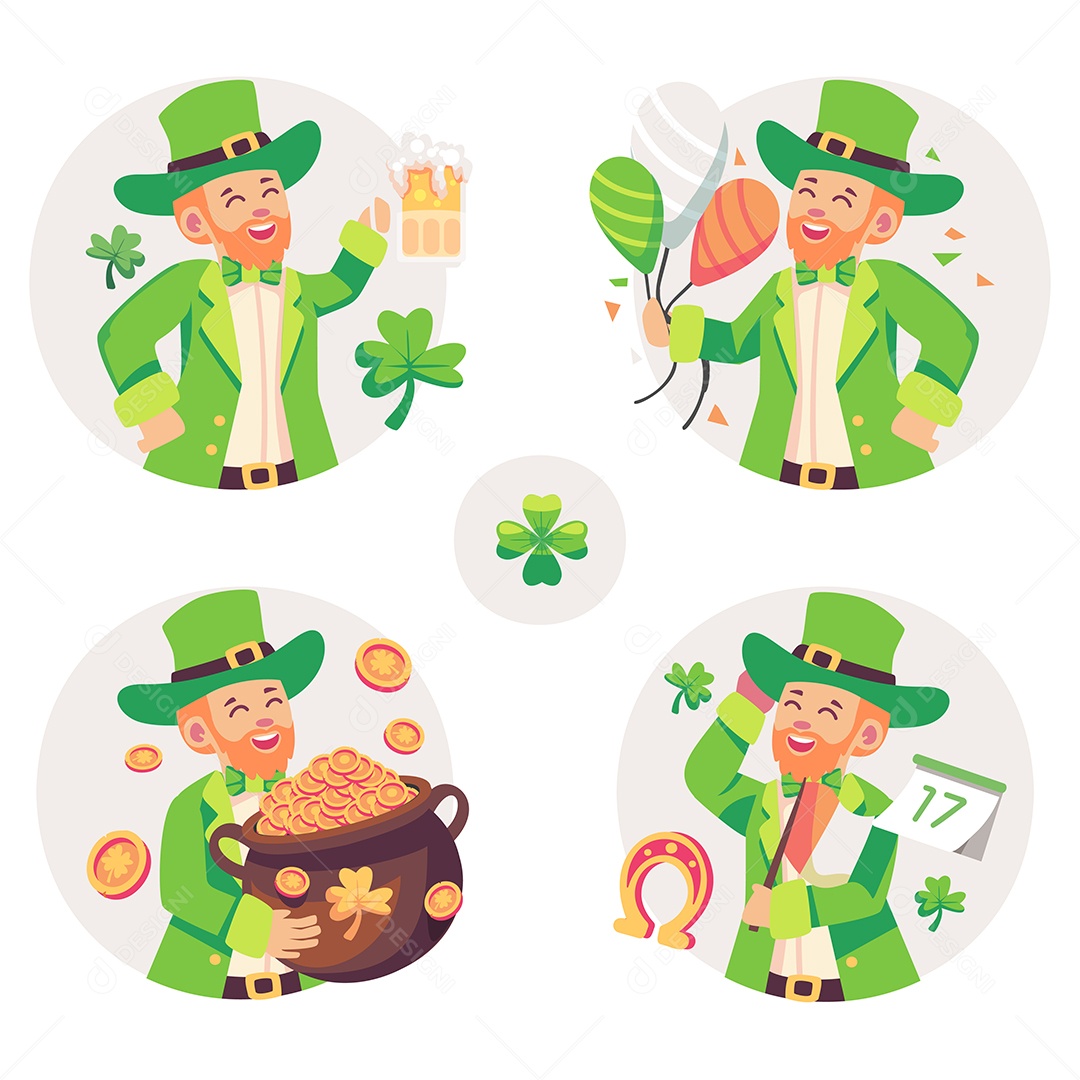 Conjunto de Elementos do Dia de São Patrício Vetor EPS