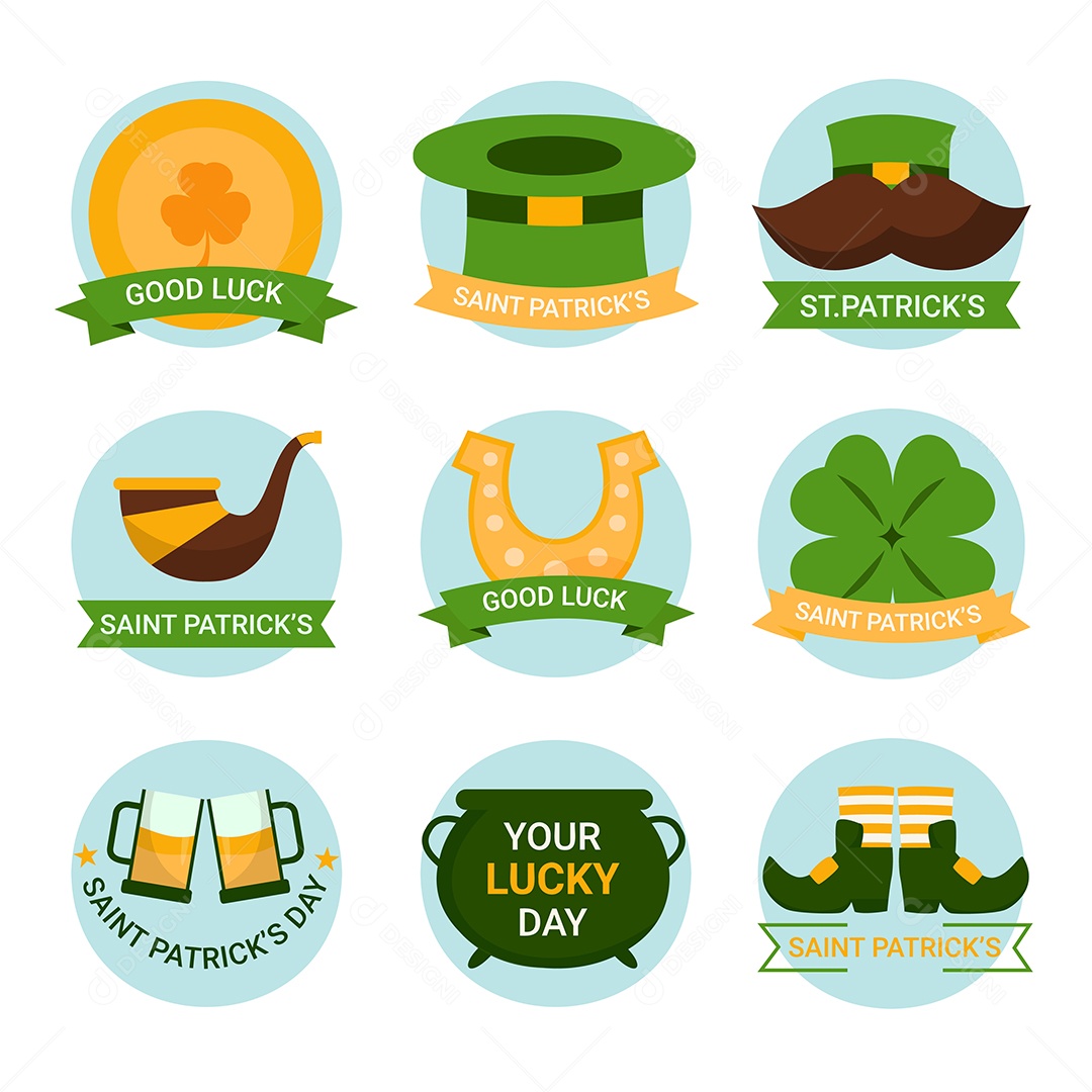 Conjunto de Elementos do Dia de São Patrício Vetor EPS